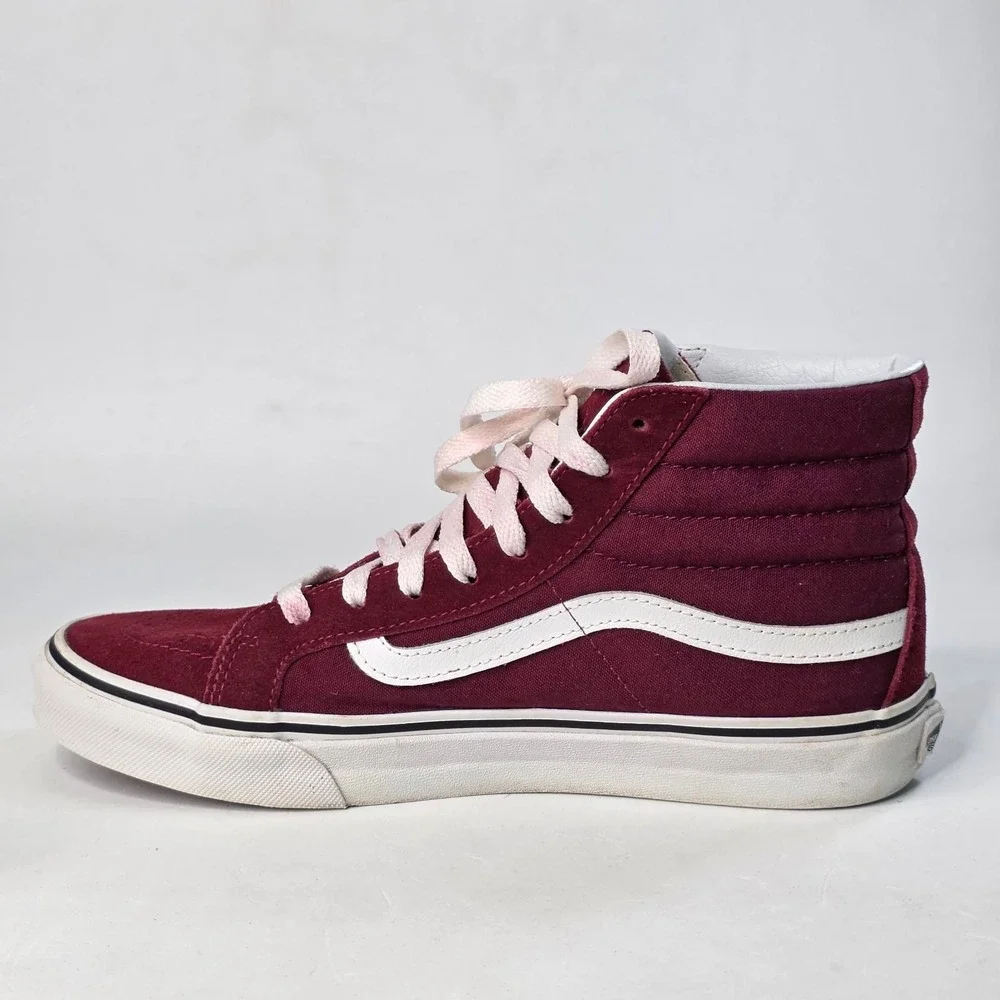 Vans Sk8-Hi Burgundy Maroon Suede Canvas High Top Sneakers Men's 7.5 Women's 9